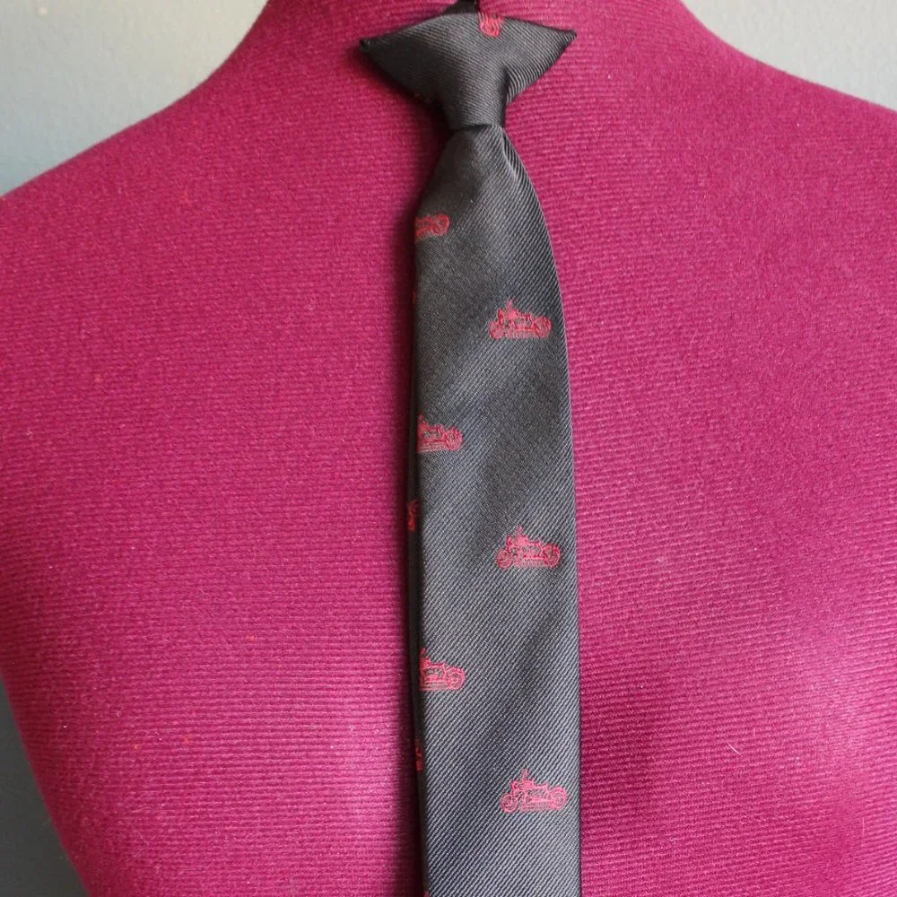 Black With Motorcycles Youth Clip-On Necktie 17
